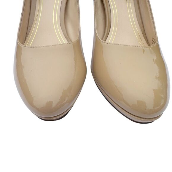Cole Haan Nike Air Pumps Heels Nude Tan Patent Leather Platform Size 7.5 AA - Picture 5 of 14